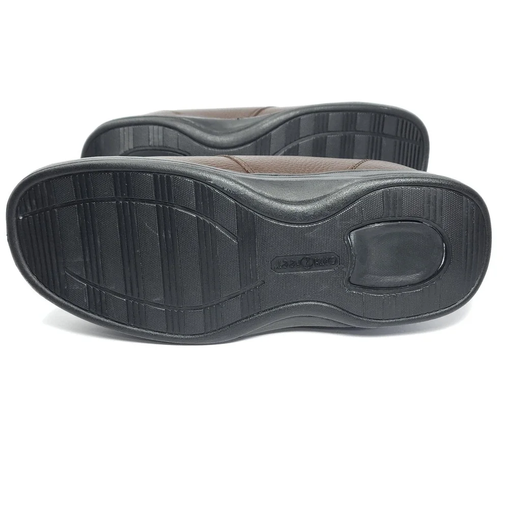 Orthofeet 520 Broadway Men's‎ 10 X-Wide Brown Leather Hook Loop Orthopedic Shoes